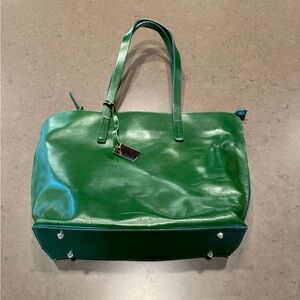 Green Genuine Leather Tote Bag Made in Italy